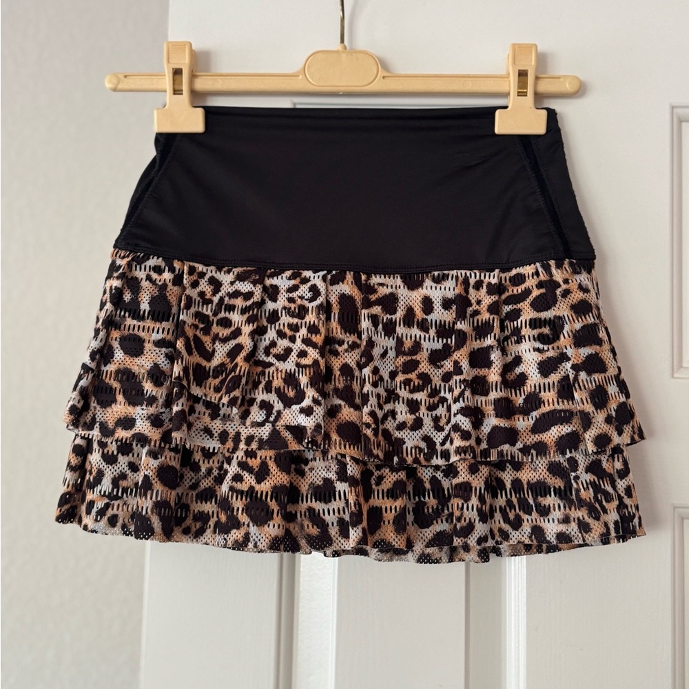 Lucky in Love Leopard Print Tiered Skirt, Size S, Excellent condition